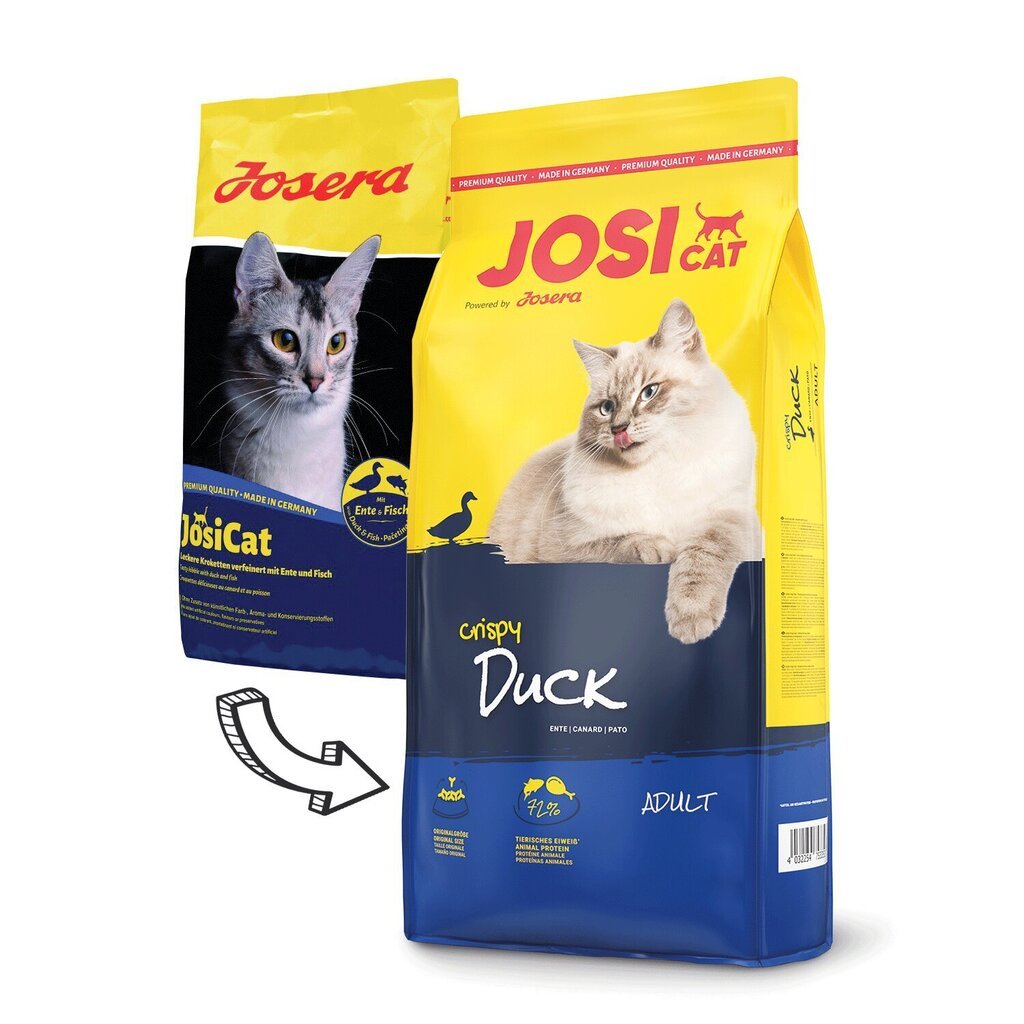 Kuivtoit kassidele krõbeda pardilihaga JosiCat Crispy Duck, 10 kg цена и информация | Kassi kuivtoit ja kassikrõbinad | hansapost.ee