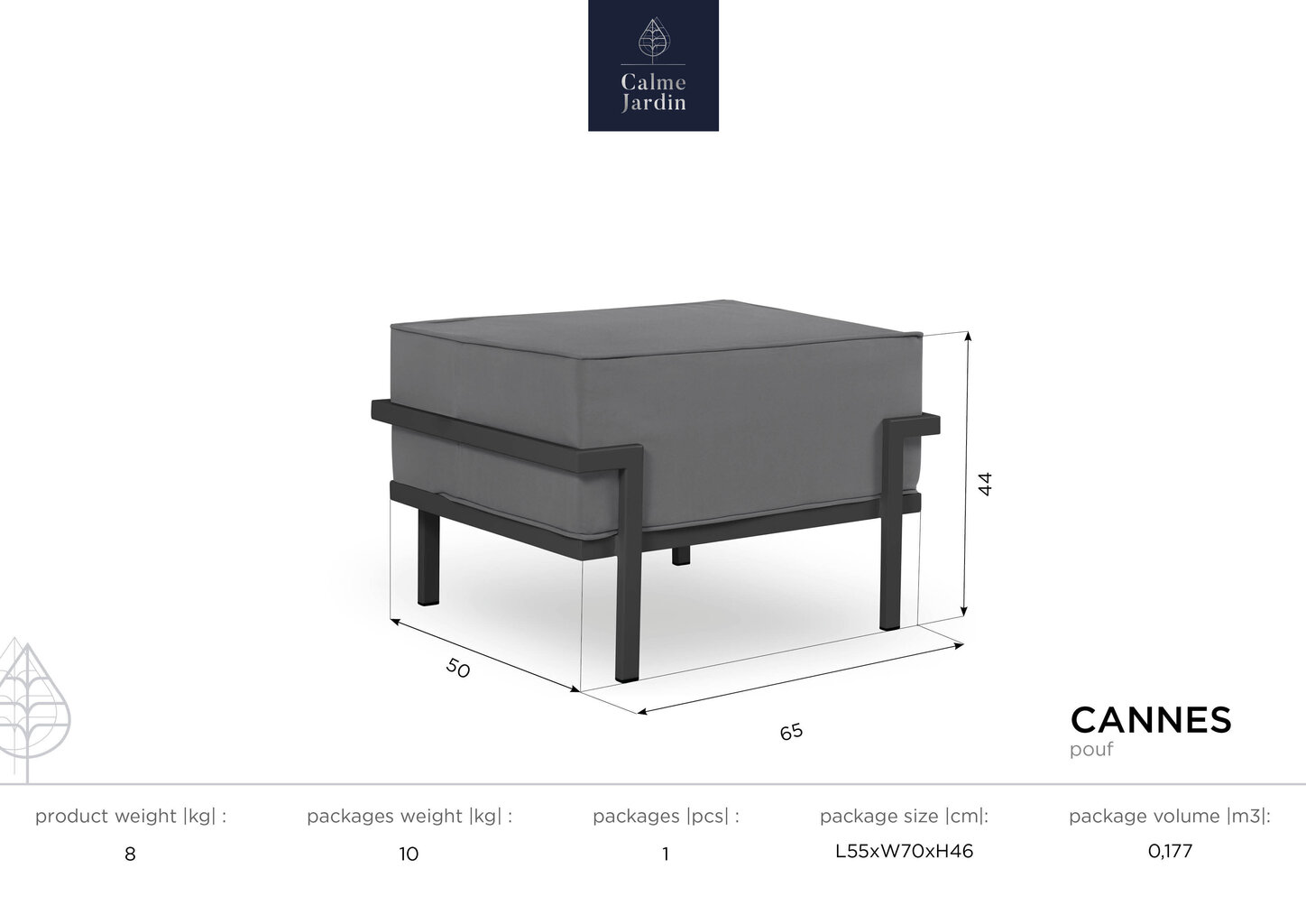 Aiatumba Calme Jardin Cannes, helehall цена и информация | Aiatoolid, rõdutoolid | hansapost.ee