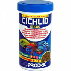 Pulgad tsüklididele Prodac Cichlid Sticks 1200ml 450g hind ja info | Kalade toit | hansapost.ee