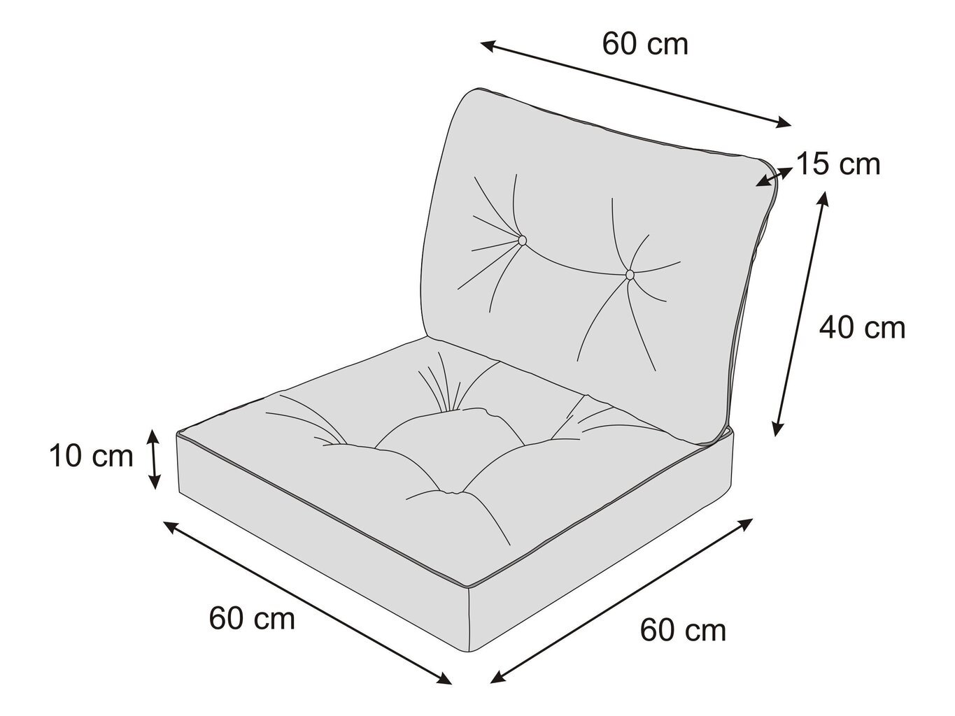 Patjade komplekt toolile Emma Tech 60 cm, beeži värvi цена и информация | Toolipadjad ja toolikatted | hansapost.ee