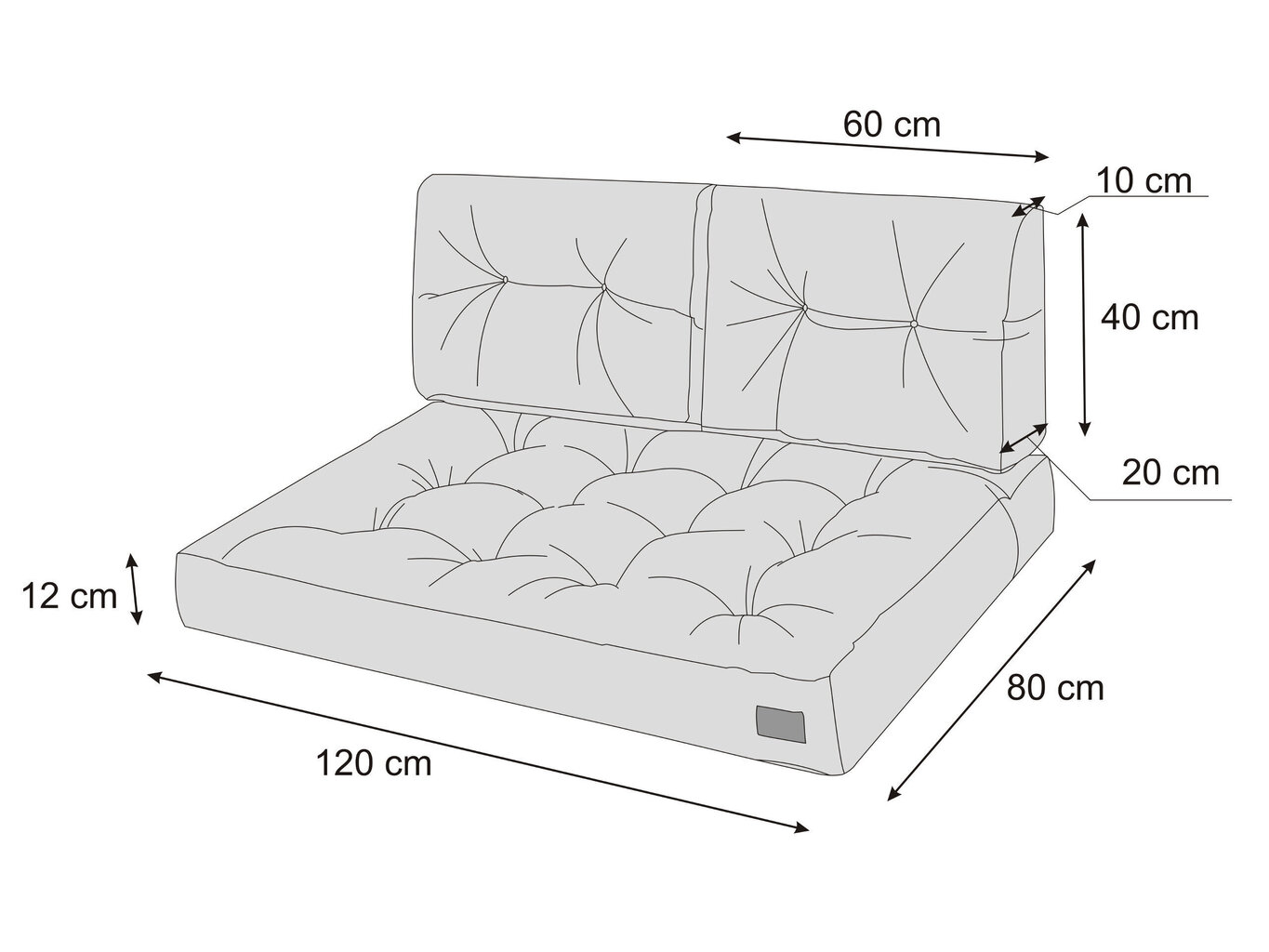 3 padja komplekt euroalusele Hobbygarden Leo, tumehall hind ja info | Toolipadjad ja toolikatted | hansapost.ee