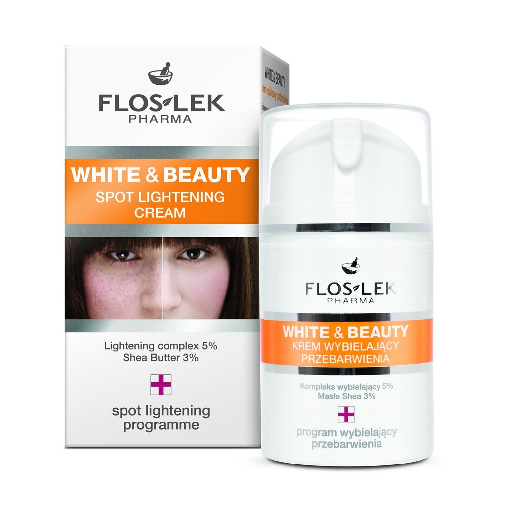 Valgendav näokreem FlosLek White & Beauty 50 ml цена и информация | Näokreemid | hansapost.ee