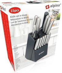Alpina набор ножей, 15 частей цена и информация | Ножи и аксессуары для них | hansapost.ee