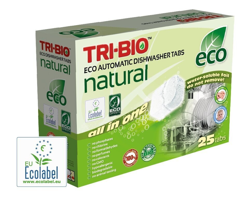 Orgaanilised nõudepesumasina tabletid TRI-BIO, 25 tk hind ja info | Nõudepesuvahendid | hansapost.ee