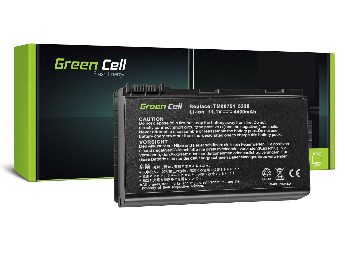 Sülearvuti aku Green Cell Laptop Battery for Acer TravelMate 5220 5520 5720 7520 7720 Extensa 5100 5220 5620 5630 11.1V hind ja info | Sülearvuti akud | hansapost.ee