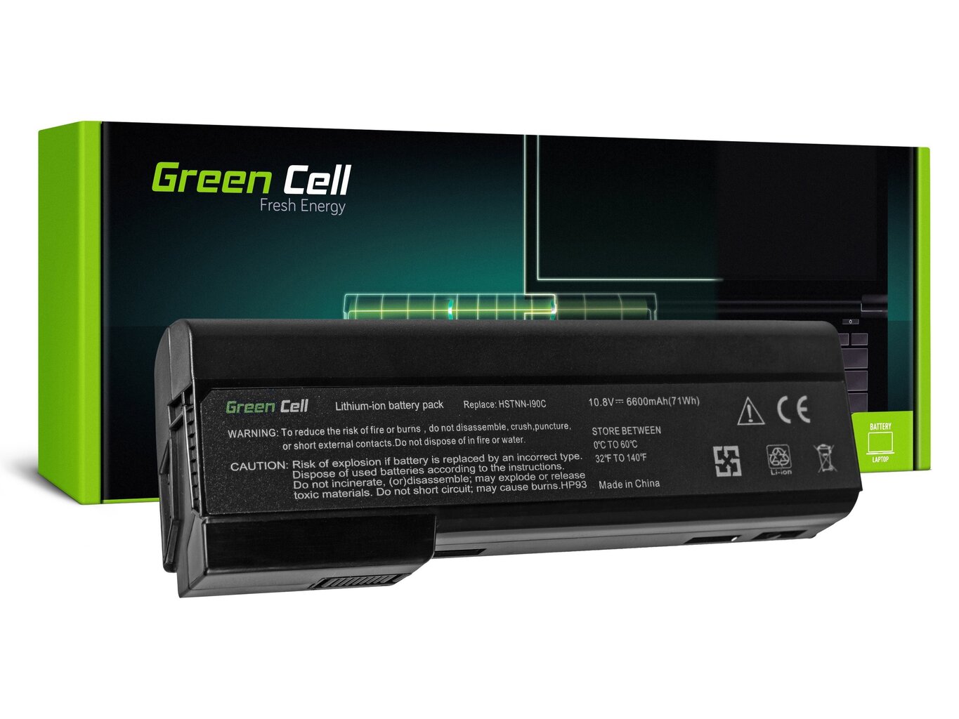 Enlarged Green Cell Laptop Battery for HP EliteBook 8460p 8560p 8560w ProBook 6460b 6560b 6570b цена и информация | Sülearvuti akud | hansapost.ee