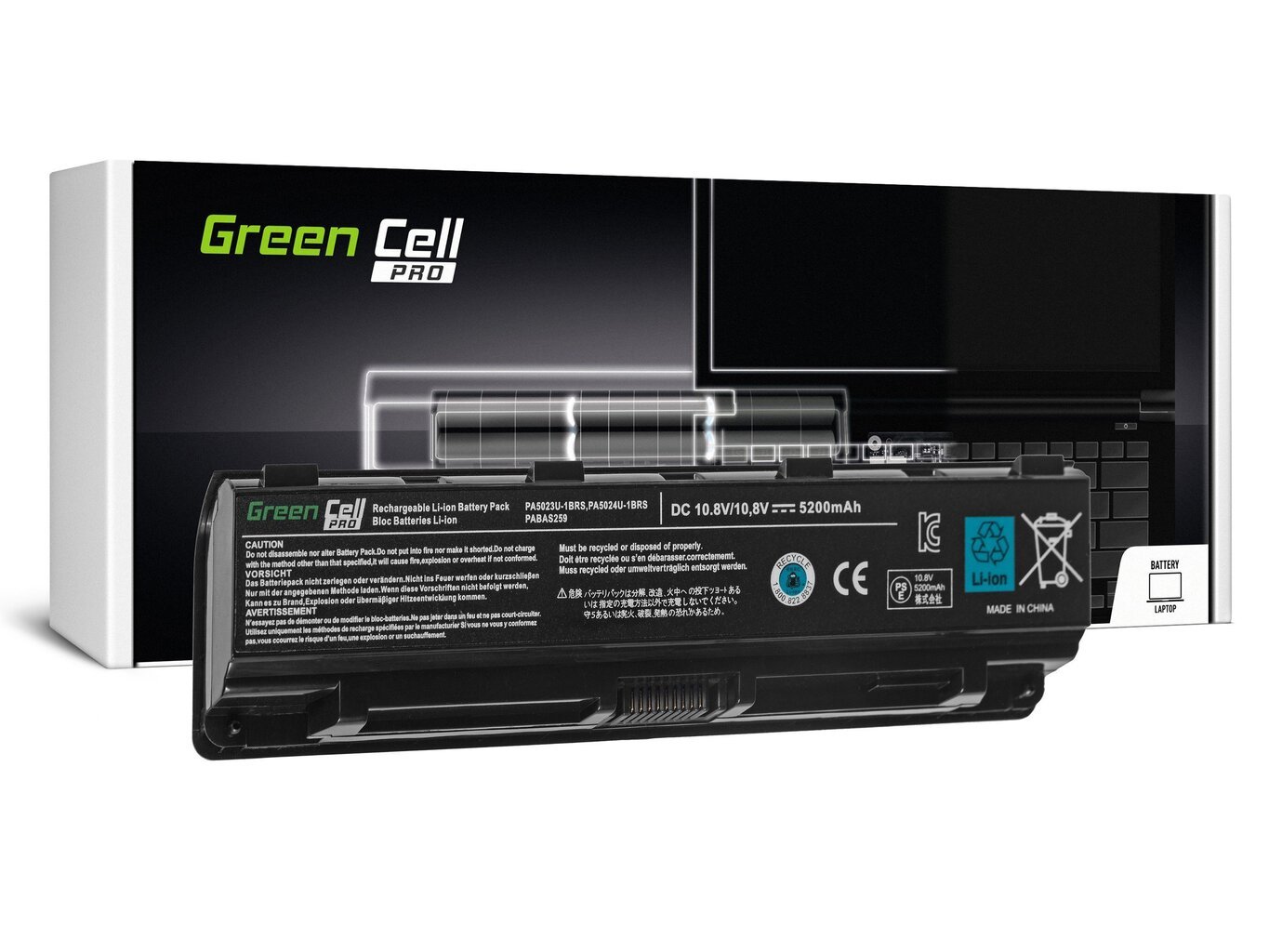 Green Cell PRO Laptop Battery PA5024U-1BRS PA5109U-1BRS for Toshiba Satellite C850 L850 C855 L855 5200mAh hind ja info | Sülearvuti akud | hansapost.ee