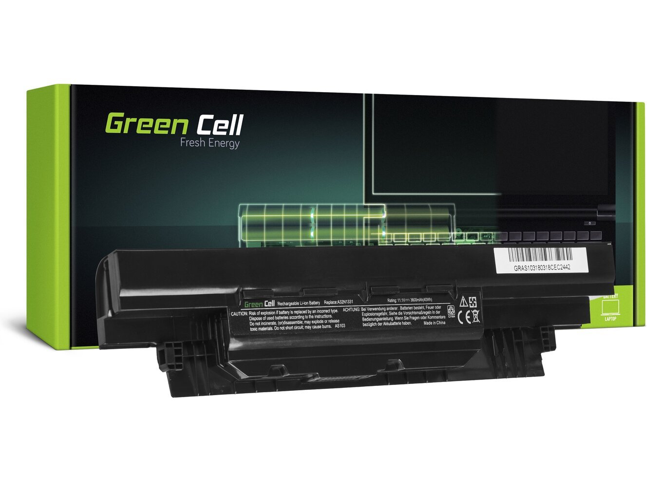 Sülearvuti aku Green Cell Laptop Battery for Asus AsusPRO PU551 PU551J PU551JA PU551JD PU551L PU551LA PU551LD A32N1331 цена и информация | Sülearvuti akud | hansapost.ee