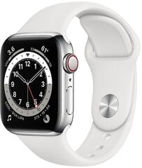 Смарт-часы Apple Watch Series 6 (GPS + Cellular LT, 40мм) серебряный корпус из нержавеющей стали с белым спортивным ремешком цена и информация | Apple Умные часы и браслеты | hansapost.ee