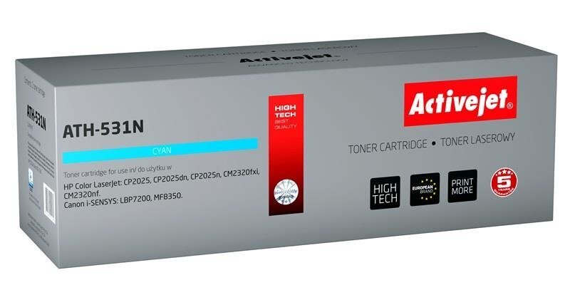 Tooner Activejet ATH-531N (analoog - HP CC531A/Canon CRG-718C) laserprinteritele, 3200 lk, sinine цена и информация | Laserprinteri toonerid | hansapost.ee
