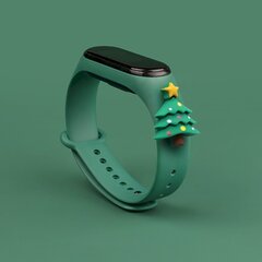 Ремешок Fusion Xmas Christmas Tree для часов Xiaomi Mi Band 3 / 4, зеленый цена и информация | Аксессуары для смарт-часов и браслетов | hansapost.ee
