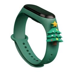 Ремешок Fusion Xmas Christmas Tree для часов Xiaomi Mi Band 3 / 4, зеленый цена и информация | Аксессуары для смарт-часов и браслетов | hansapost.ee