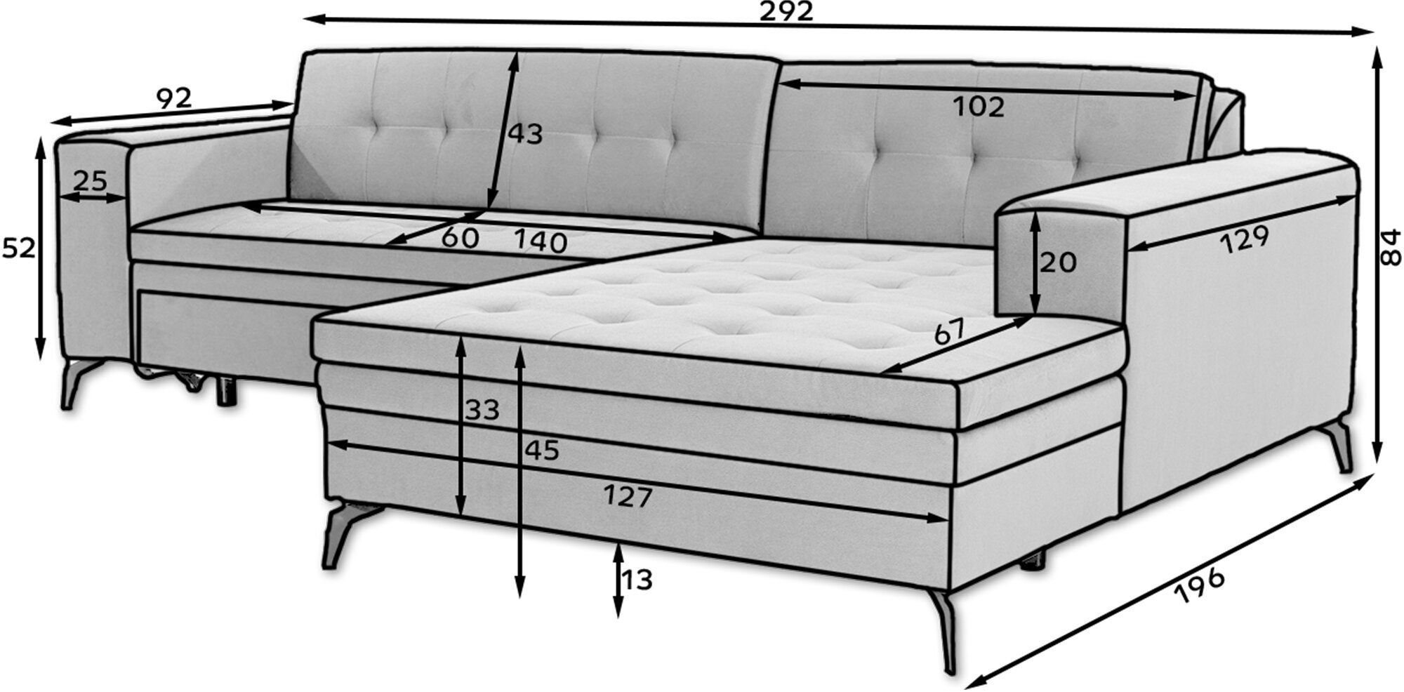 Pehme nurgadiivan NORE Solange 38, must hind ja info | Nurgadiivanid ja nurgadiivanvoodid | hansapost.ee