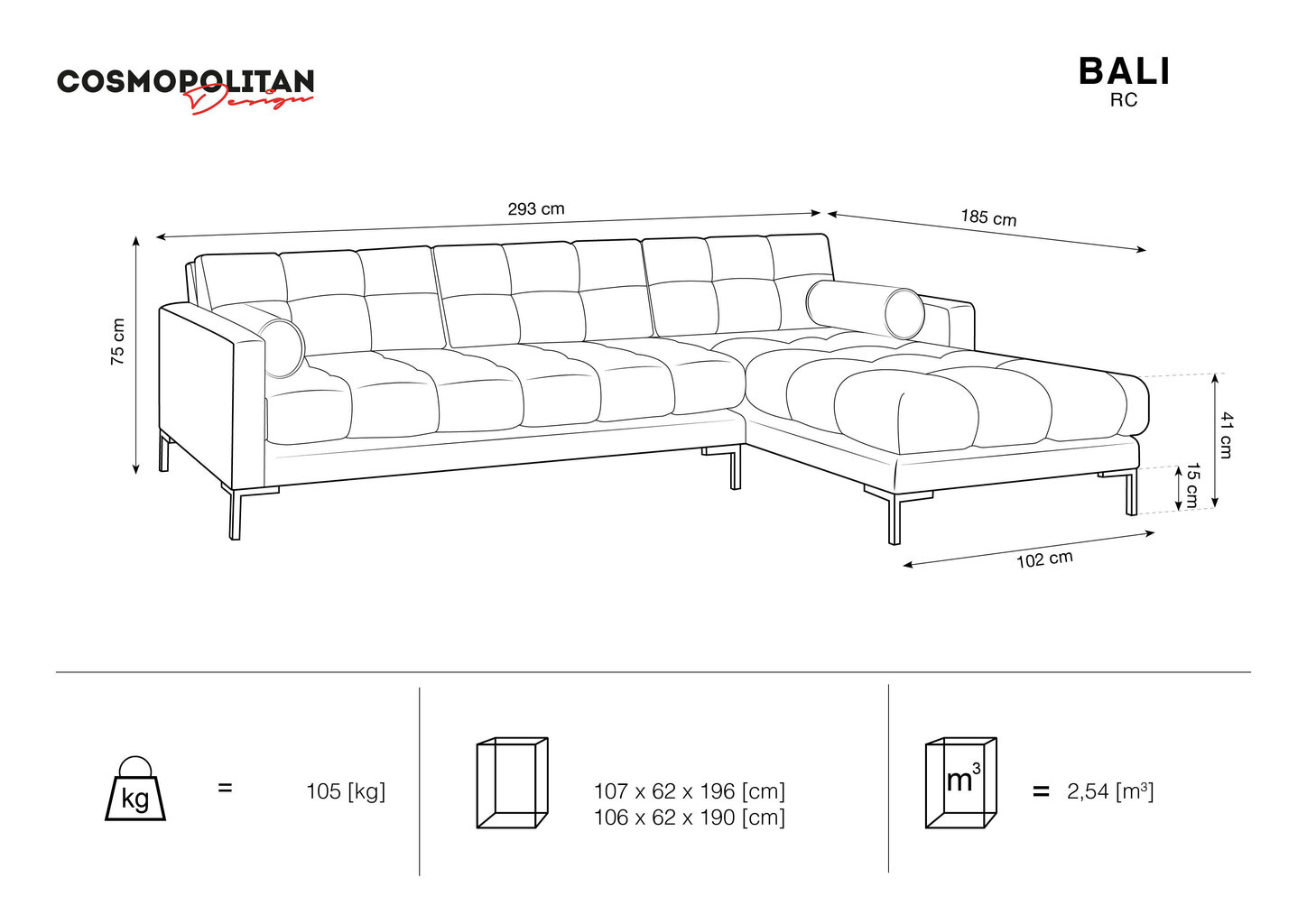 Pehme nurgadiivan Cosmopolitan Design Bali, punane/must цена и информация | Nurgadiivanid ja nurgadiivanvoodid | hansapost.ee