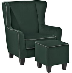 Кресло с пуфом Notio Living Paprika Velvet, зеленое/серое цена и информация | Кресла | hansapost.ee