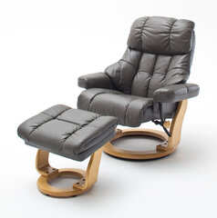 Кресло с пуфом Calgary XXL, матовое коричневое/песочное цена и информация | Кресла | hansapost.ee