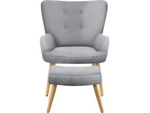 Кресло с подножкой Notio Living Chanel, плюш, светло-серое цена и информация | Кресла | hansapost.ee