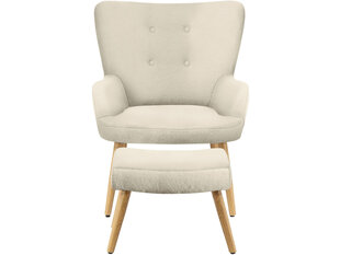 Кресло с подножкой Notio Living Chanel, плюш, белое цена и информация | Кресла | hansapost.ee