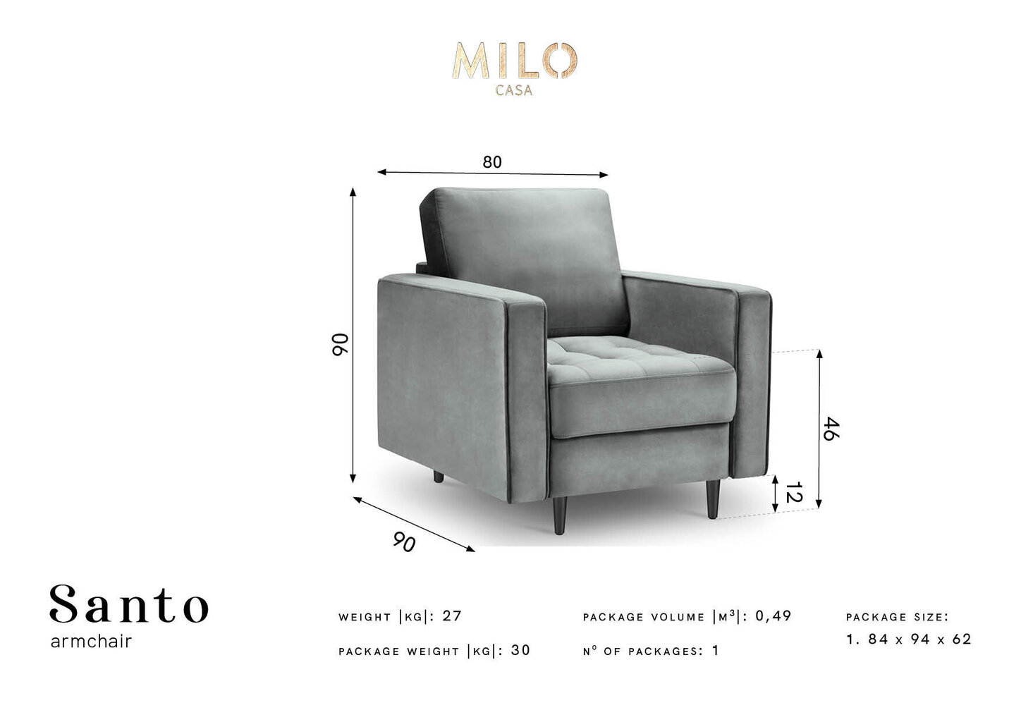 Tugitool Milo Casa Santo 7, roheline/must hind ja info | Tugitoolid | hansapost.ee