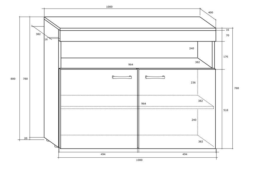 Kapp Max 01, valge/must hind ja info | Elutoa kapid | hansapost.ee