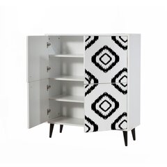 Шкаф Kalune Design 869, 111 см, белый/черный цена и информация | Шкафчики в гостиную | hansapost.ee