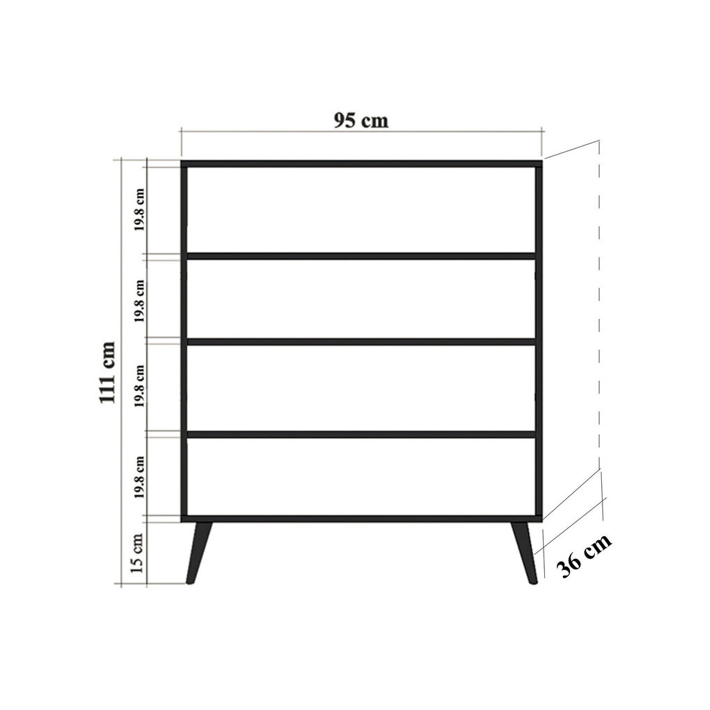 Kapp Kalune Design 863 (I), 111 cm, tamme värv/oranž hind ja info | Elutoa kapid | hansapost.ee