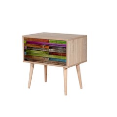 Ночной столик Kalune Design 863 (VIII), 61 см, дуб/разноцветный цена и информация | Прикроватные тумбочки | hansapost.ee