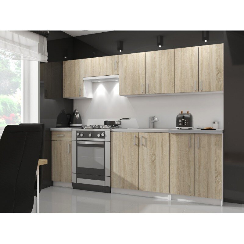 Seinapealne köögikapp NORE Lima W80 D2, valge/tamme värv цена и информация | Köögikapid | hansapost.ee