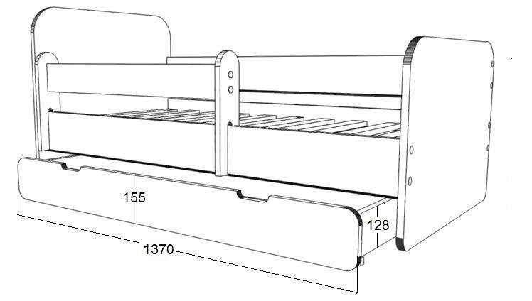 Voodi Ami 2 koos madratsi 140x70cm ja voodipesukastiga hind ja info | Lastevoodid | hansapost.ee