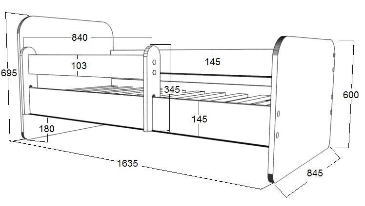 Voodi Ami 2 koos madratsi 160x80cm ja voodipesukastiga hind ja info | Lastevoodid | hansapost.ee