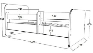 Voodi Ami 61 koos madratsi 140x70cm ja voodipesukastiga hind ja info | Lastevoodid | hansapost.ee