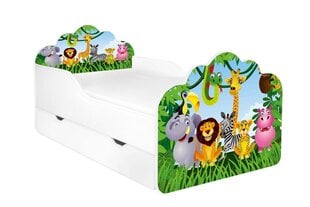 Детская кровать с матрасом и ящиком для постельного белья POLA 1, 140x70 см цена и информация | Детские кровати | hansapost.ee