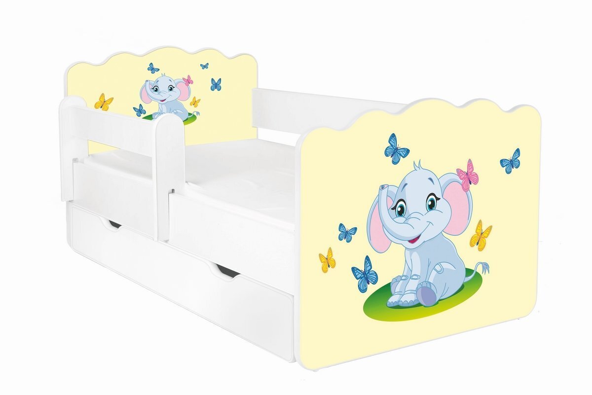 Lastevoodi koos madratsi ALEX 40 170x70 cm, voodipesukasti ja eemaldatava kaitsepiirdega hind ja info | Lastevoodid | hansapost.ee