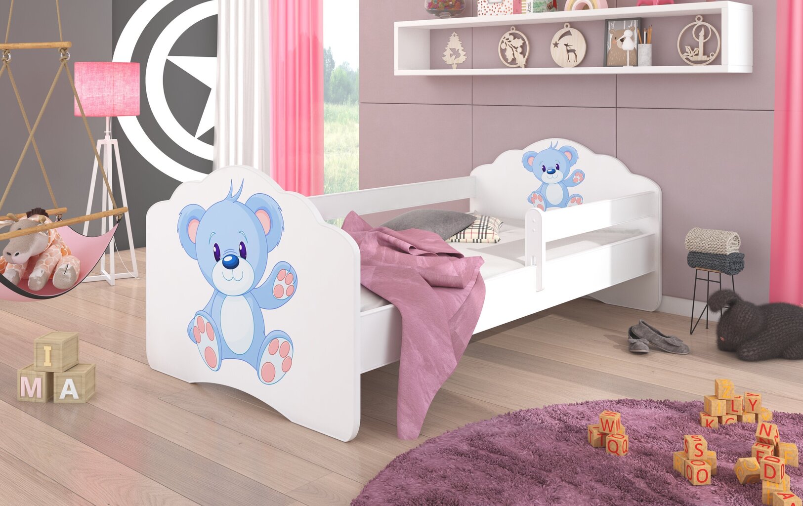 Lastevoodi eemaldatava kaitsega ADRK Furniture Casimo Blue Bear, 70x140 cm цена и информация | Lastevoodid | hansapost.ee