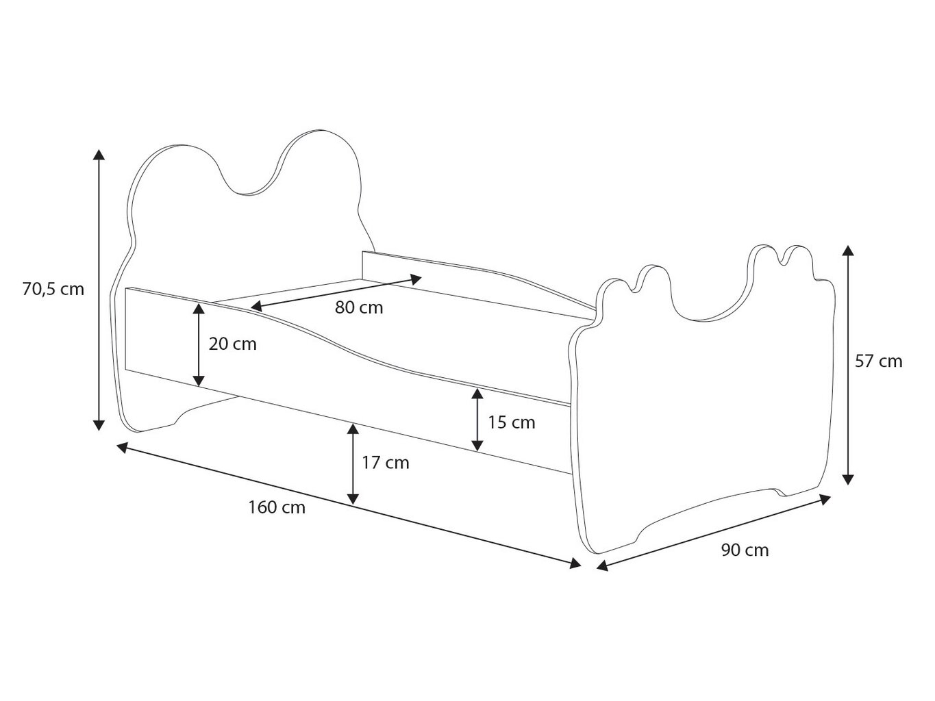 Lastevoodi ADRK Furniture Bear 164, 80x160 cm, sinine/valge цена и информация | Lastevoodid | hansapost.ee