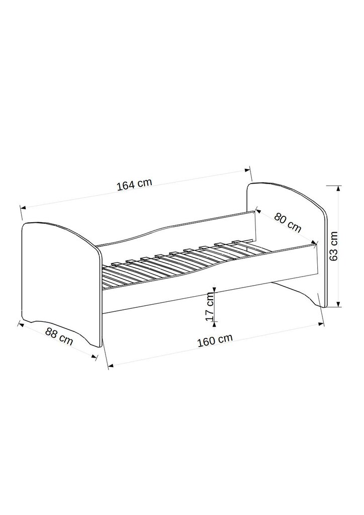 Lastevoodi ADRK Furniture Gonzalo White 164, 160x80cm цена и информация | Lastevoodid | hansapost.ee