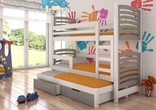 Двухъярусная кровать Soria, 180x75/172х75 см, серая/белая цена и информация | Детские кровати | hansapost.ee