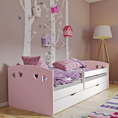 Детская кровать с матрасом Selsey Derata, 80x140 см, розовая цена и информация | Детские кровати | hansapost.ee