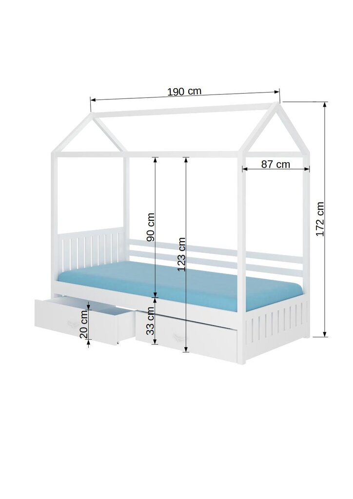 Voodi ADRK Furniture Rose 80x190 cm, tumehall цена и информация | Lastevoodid | hansapost.ee