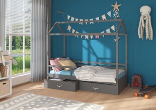 Voodi ADRK Furniture Rose 80x190 cm küljekaitsega, tumehall цена и информация | Детские кровати | hansapost.ee