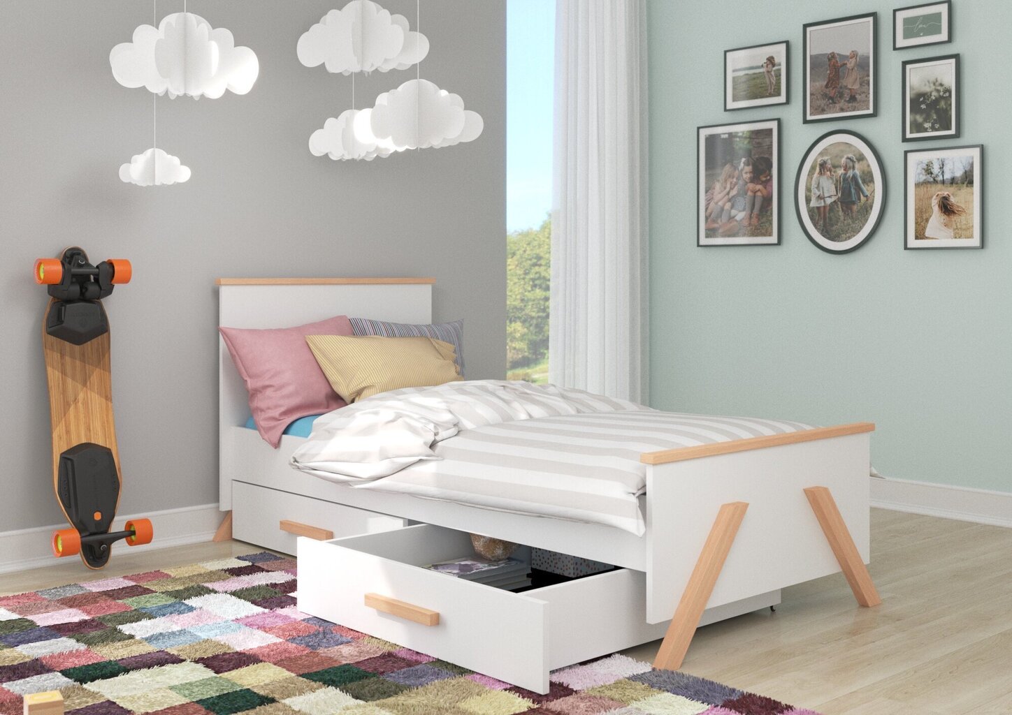 Lastevoodi Adrk Furniture Koral 90x200 cm, valge hind ja info | Lastevoodid | hansapost.ee