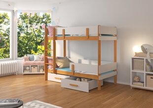 Двухъярусная кровать ADRK Furniture Etiona 80x180см, коричневая/серая цена и информация | Детские кровати | hansapost.ee