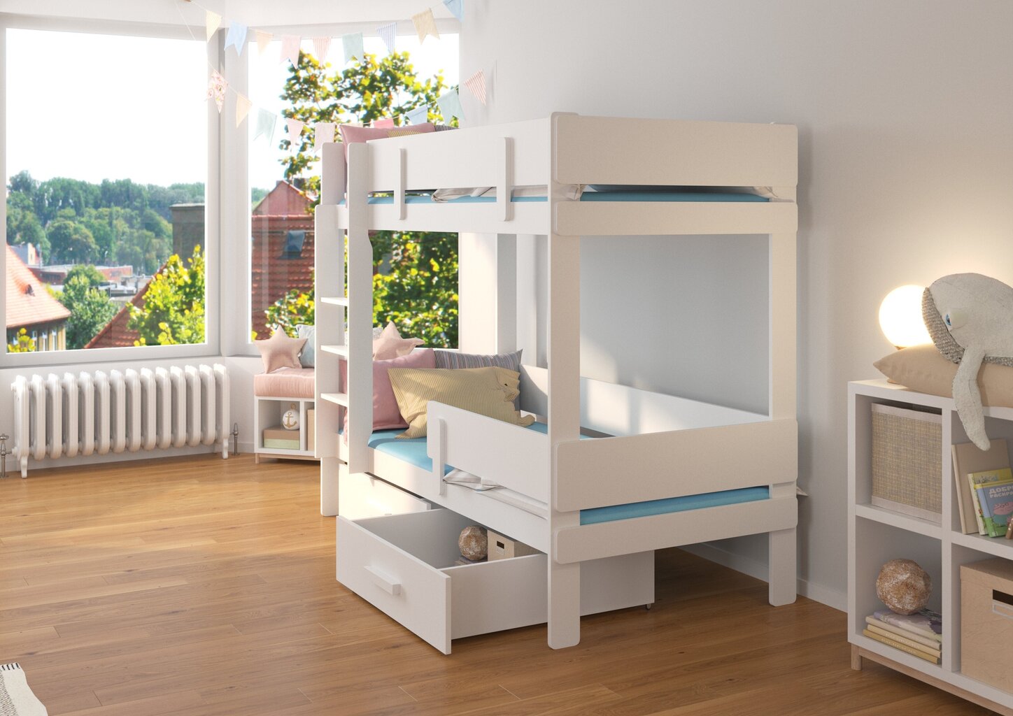 Narivoodi ADRK Furniture Etiona 80x180cm, roosa/valge цена и информация | Lastevoodid | hansapost.ee