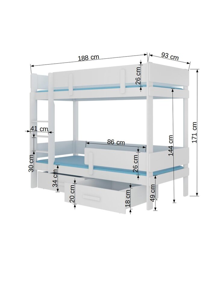 Narivoodi ADRK Furniture Etiona 80x180cm, roosa/helepruun hind ja info | Lastevoodid | hansapost.ee