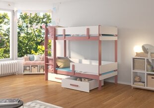 Narivoodi ADRK Furniture Etiona 90x200cm, roosa/valge цена и информация | Детские кровати | hansapost.ee