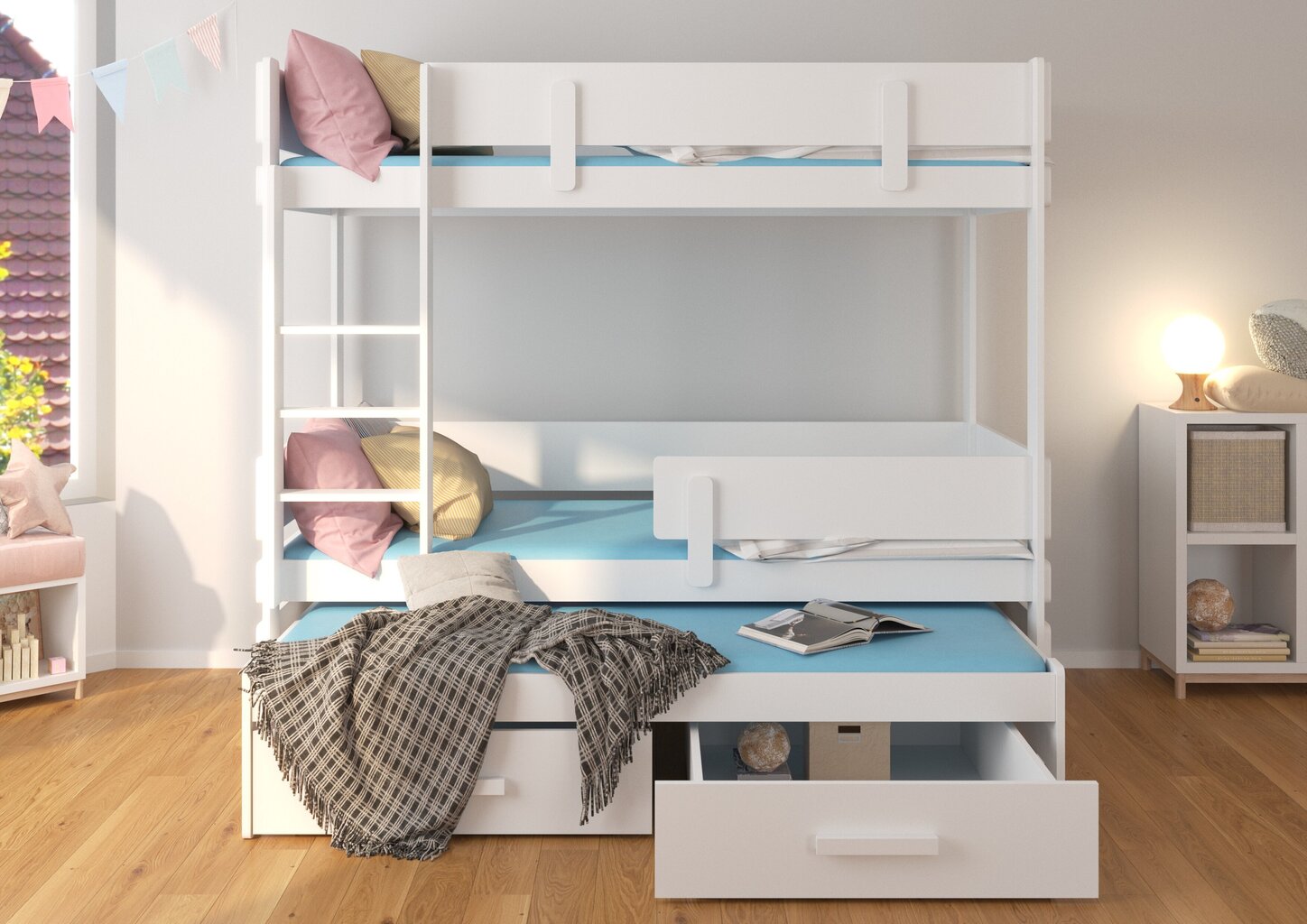Narivoodi ADRK Furniture Etapo 80x180cm, roosa/pruun hind ja info | Lastevoodid | hansapost.ee