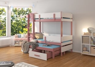Narivoodi ADRK Furniture Etapo 90x200cm, roosa/valge цена и информация | Детские кровати | hansapost.ee