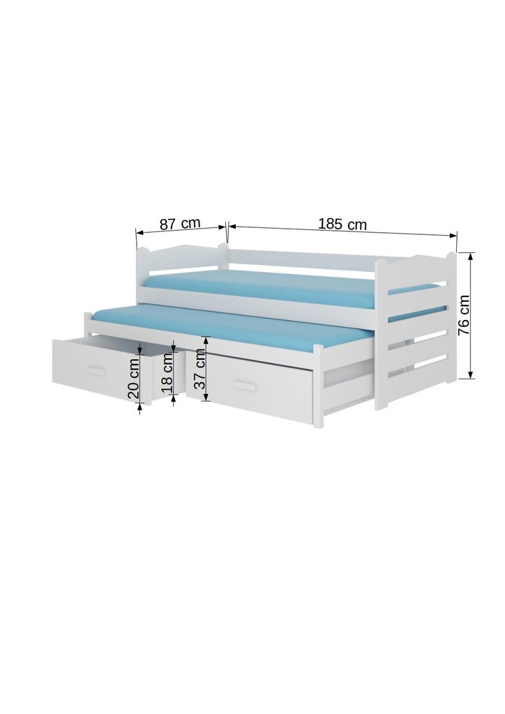 Lastevoodi Adrk Furniture Tiarro 80x180 cm, valge/helepruun цена и информация | Lastevoodid | hansapost.ee