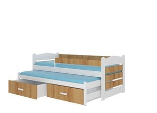 Детская кровать Adrk Furniture Tiarro, 80x180 см, с боковой защитой, белая/коричневая цена и информация | Детские кровати | hansapost.ee
