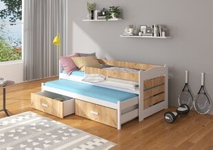 Кровать ADRK Furniture Tiarro 80x180 см с боковой защитой, коричневая/белая цена и информация | Детские кровати | hansapost.ee
